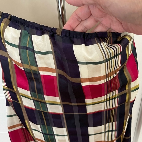 Vintage Guess 100% Silk Plaid Halter Collared Mini Dress Academia Preppy Party - Picture 7 of 11